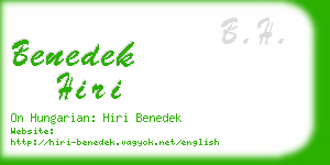 benedek hiri business card